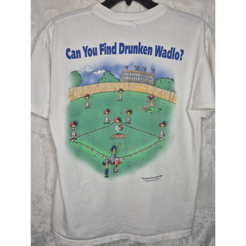 Vintage 1996 Where's Waldo Parody T Shirt Single Stitch Drunk Wadlo Mens XL